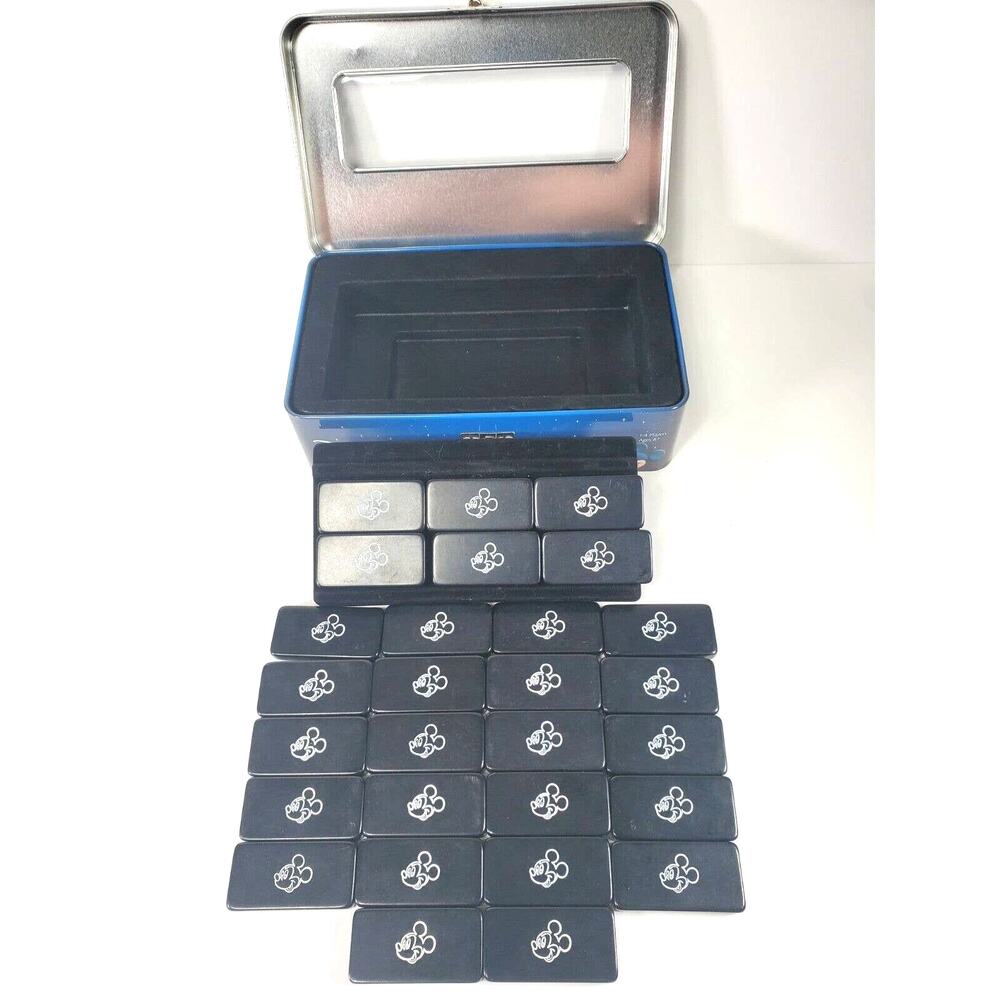 DISNEY - MICKEY MOUSE Dominoes Set Classic Games 2004 VGC In Tin Box Complete